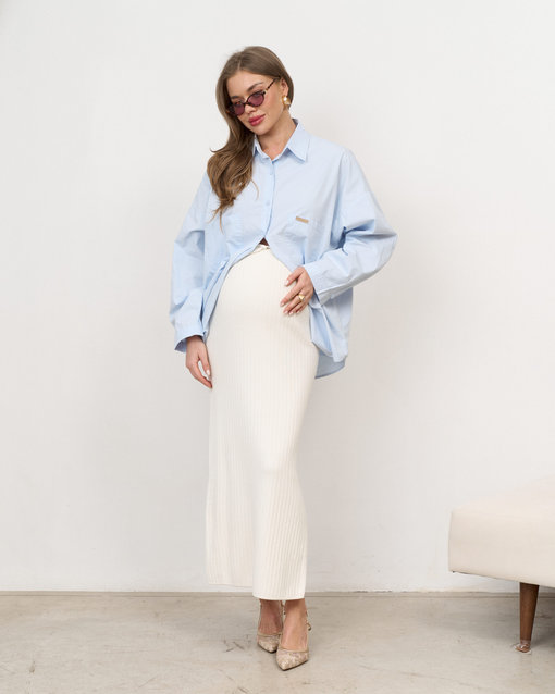 Молочная трикотажная юбка в рубчик Peony — изображение 4