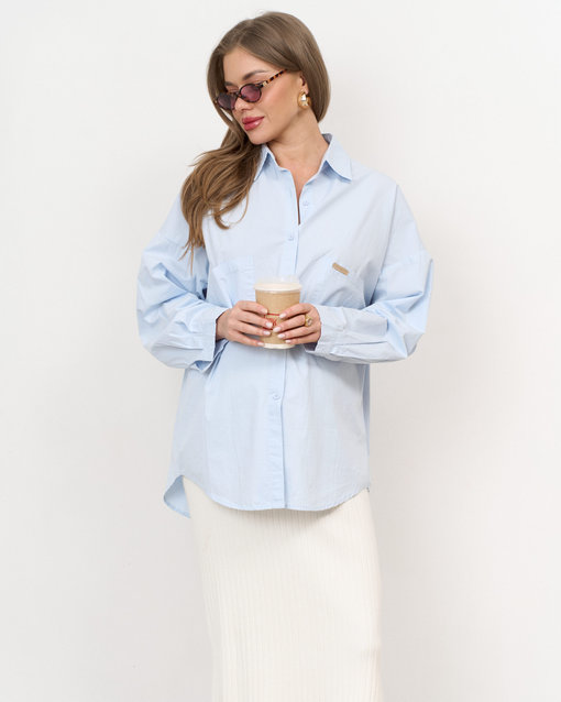 Голубая хлопковая рубашка-оверсайз Willow — изображение 6