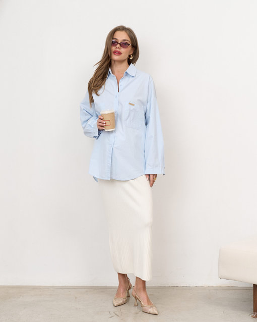 Молочная трикотажная юбка в рубчик Peony — изображение 9