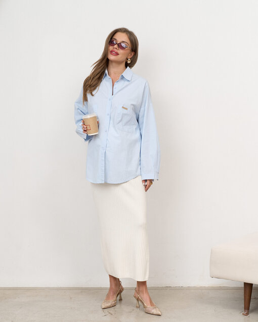 Молочная трикотажная юбка в рубчик Peony — изображение 8