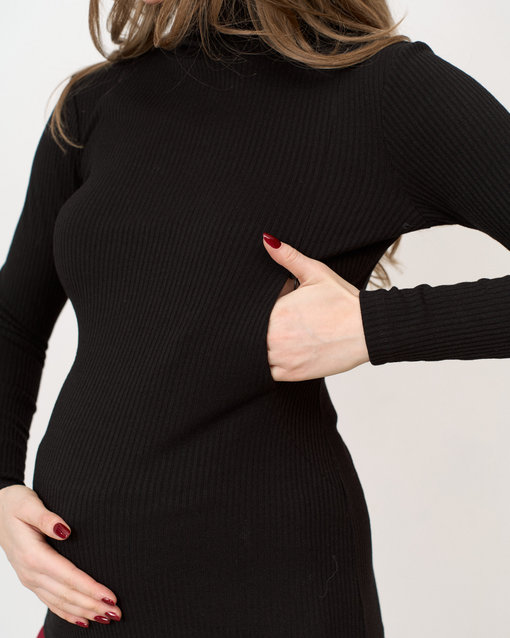 Черная водолазка для беременных и кормящих мам Tilda — изображение 2