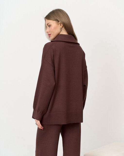 Шоколадный вязаный костюм с молнией Biscuit — изображение 12