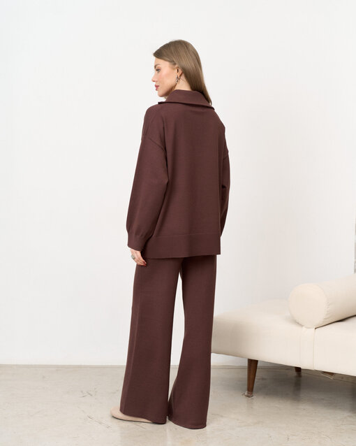 Шоколадный вязаный костюм с молнией Biscuit — изображение 14