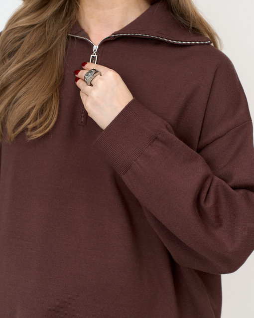 Шоколадный вязаный костюм с молнией Biscuit — изображение 3