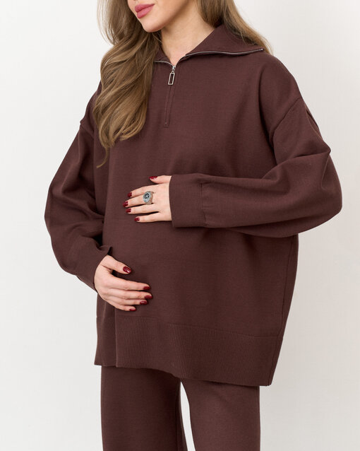 Шоколадный вязаный костюм с молнией Biscuit — изображение 8