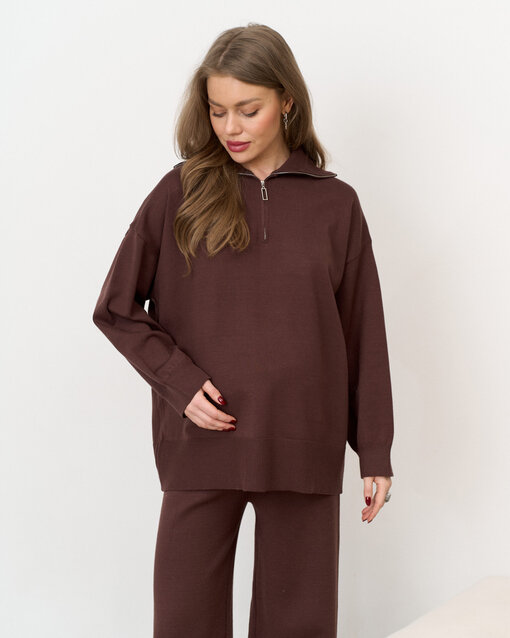 Шоколадный вязаный костюм с молнией Biscuit — изображение 7