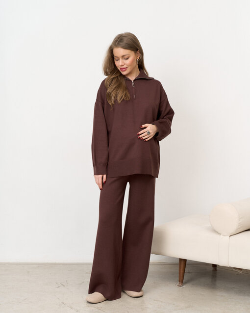 Шоколадный вязаный костюм с молнией Biscuit — изображение 13