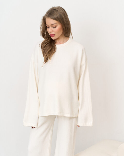 Молочный вязаный костюм с брюками и джемпером Cozy — изображение 7