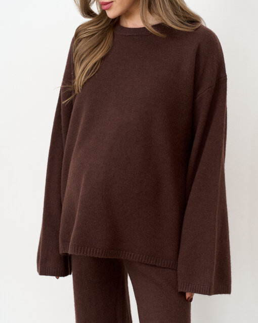 Шоколаный вязаный костюм с брюками и джемпером Cozy — изображение 7