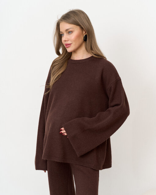 Шоколаный вязаный костюм с брюками и джемпером Cozy — изображение 6