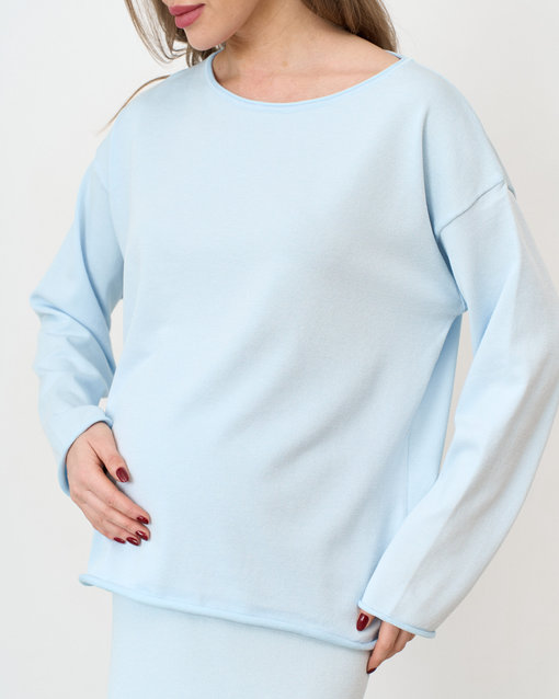 Голубой вязаный костюм с юбкой и джемпером Amber — изображение 7