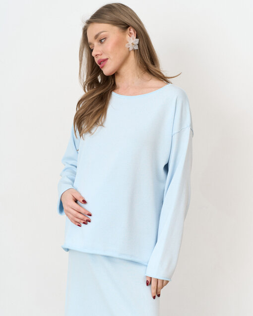 Голубой вязаный костюм с юбкой и джемпером Amber — изображение 4