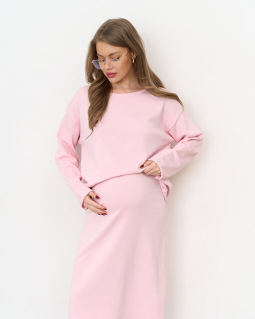 Розовый вязаный костюм с юбкой и джемпером Amber — изображение 7