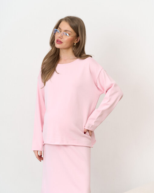 Розовый вязаный костюм с юбкой и джемпером Amber — изображение 11