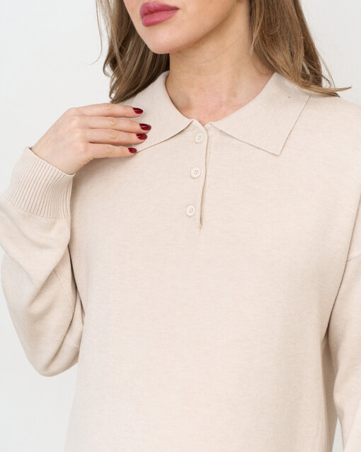 Молочное вязаное платье-поло для беременных Nova — изображение 2