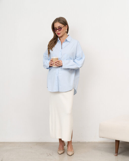 Молочная трикотажная юбка в рубчик Peony — изображение 7