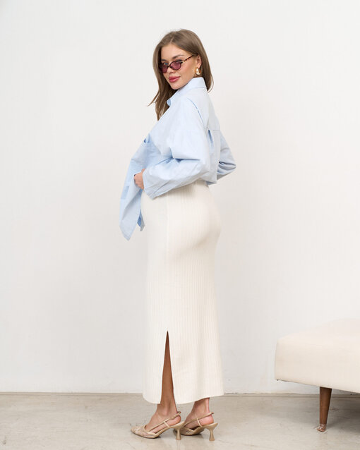 Молочная трикотажная юбка в рубчик Peony — изображение 6