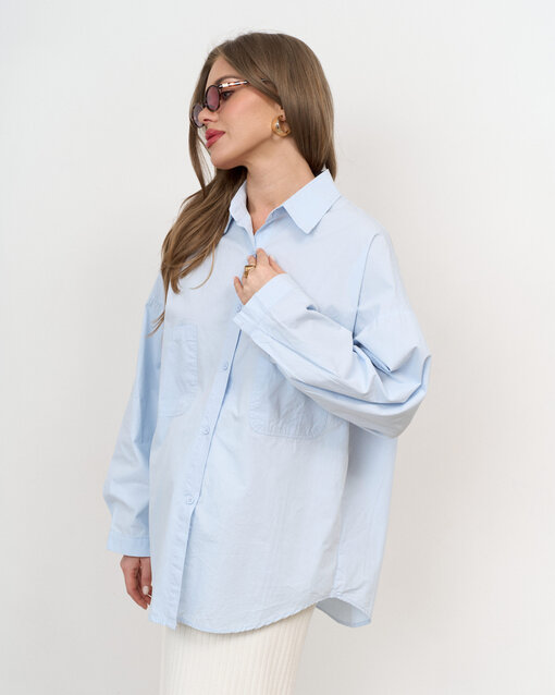 Голубая хлопковая рубашка-оверсайз Willow — изображение 4