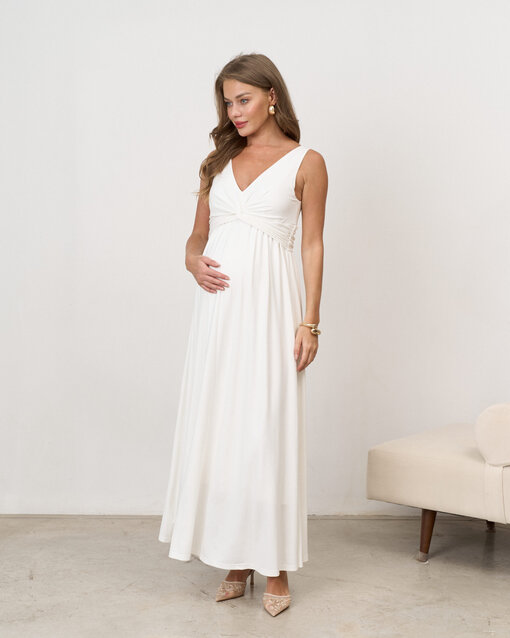 Молочное макси платье для будущих мам Dream — изображение 3