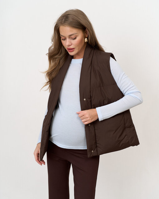 Шоколадный тёплый жилет с поясом Juniper — изображение 11