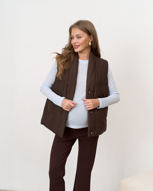Шоколадный тёплый жилет с поясом Juniper — изображение 4