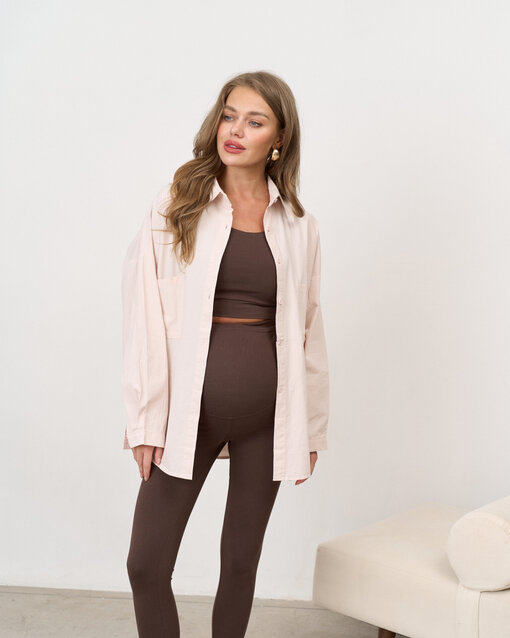 Пудровая хлопковая рубашка-оверсайз Willow — изображение 4