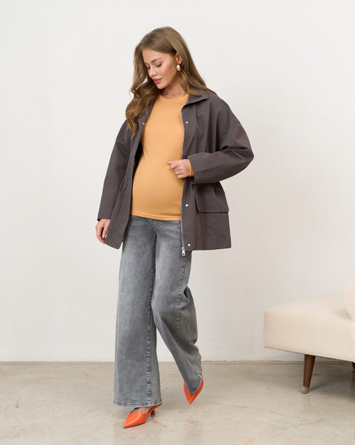 Серые джинсы прямого кроя для будущих мам Ariel — изображение 5