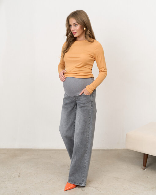 Серые джинсы прямого кроя для будущих мам Ariel — изображение 3