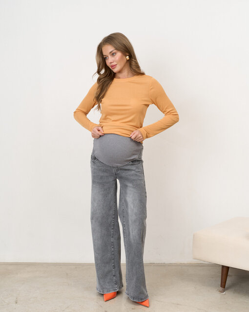 Серые джинсы прямого кроя для будущих мам Ariel — изображение 4