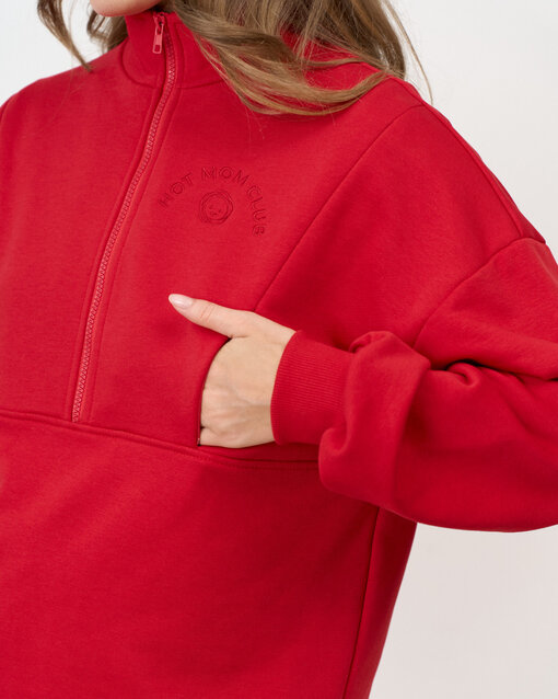 Красный свитшот для будущих и кормящих мам Hot Mom Club — изображение 2