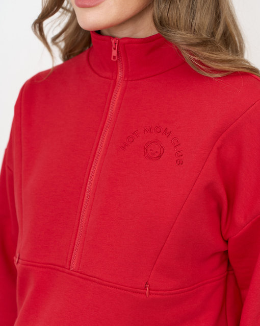 Красный свитшот для будущих и кормящих мам Hot Mom Club — изображение 6
