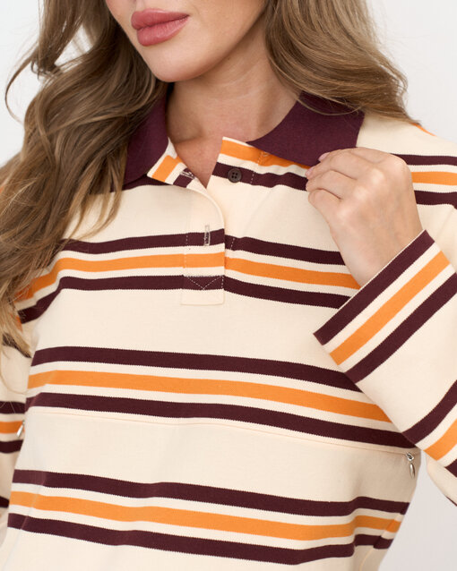 Оранжевое поло в полоску для будущих и кормящих мам Tracy — изображение 6