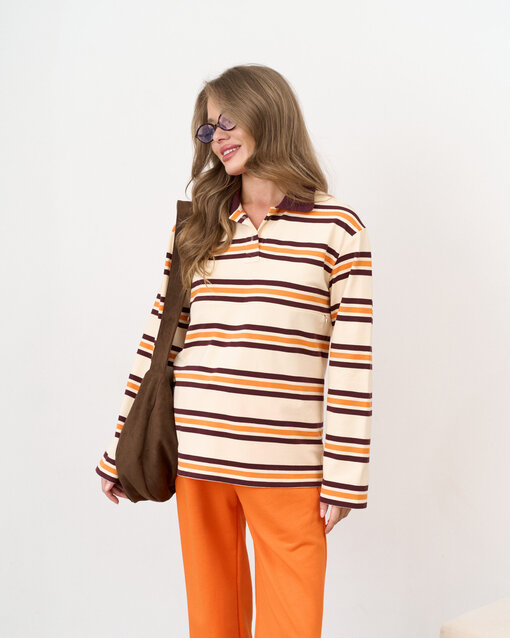 Оранжевое поло в полоску для будущих и кормящих мам Tracy — изображение 10