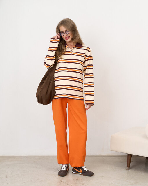 Оранжевое поло в полоску для будущих и кормящих мам Tracy — изображение 8