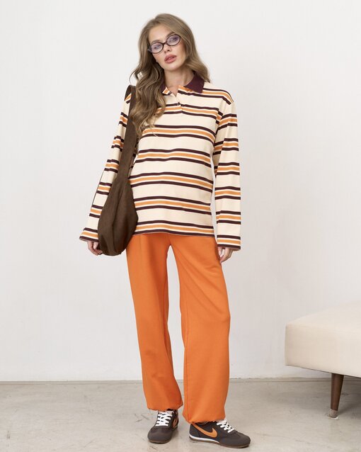 Оранжевое поло в полоску для будущих и кормящих мам Tracy — изображение 3