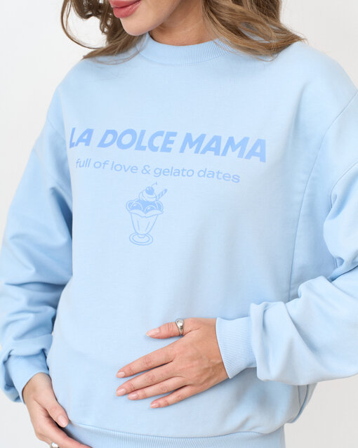 Светло-голубой свитшот для будущих и кормящих мам La dolce mama — изображение 4