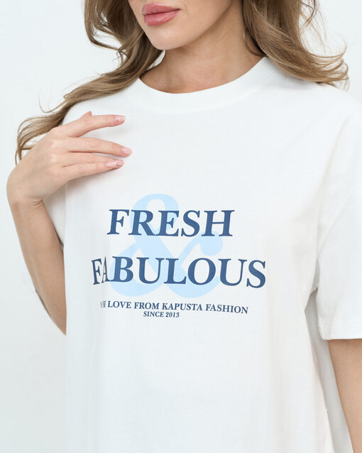 Белая оверсайз-футболка Fresh & Fabulous — изображение 3