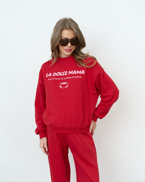 Красный свитшот для будущих и кормящих мам La dolce mama — изображение 8