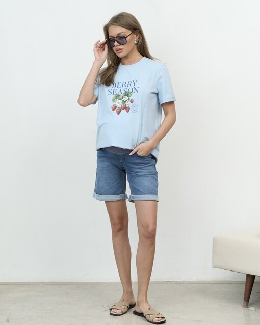Голубая футболка для будущих и кормящих мам Berry Season — изображение 3
