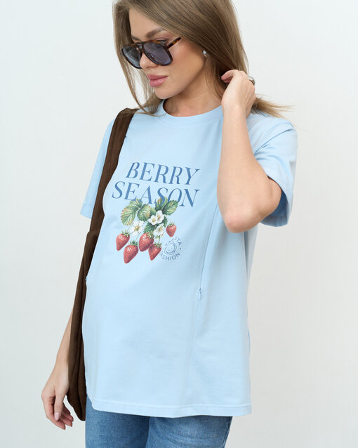 Голубая футболка для будущих и кормящих мам Berry Season — изображение 5