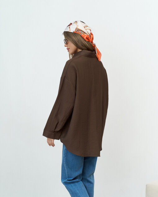 Шоколадная блуза свободного кроя Silky — изображение 7