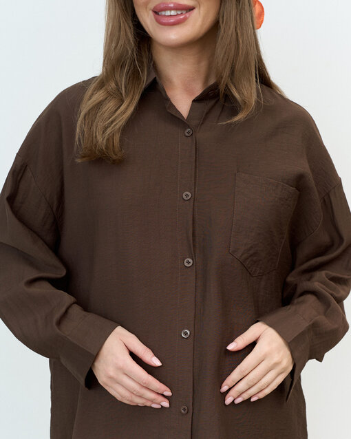 Шоколадная блуза свободного кроя Silky — изображение 2