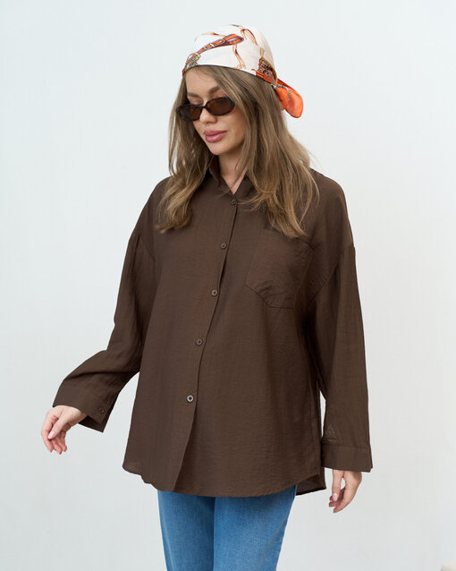 Шоколадная блуза свободного кроя Silky — изображение 5