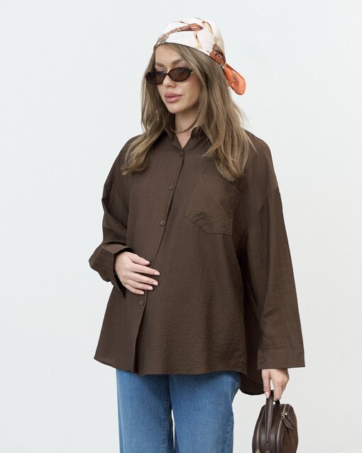 Шоколадная блуза свободного кроя Silky