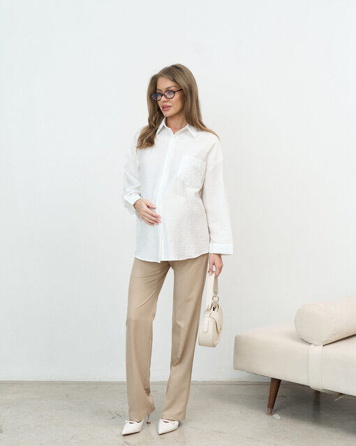 Бежевые слим-брюки для будущих мам Street — изображение 3