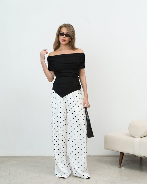 Черный трикотажный топ с открытыми плечами Cannes — изображение 3