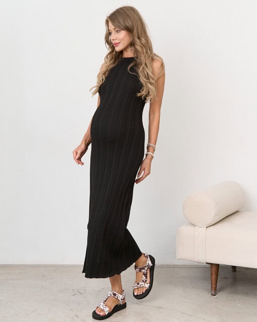 Черное трикотажное макси-платье Mirabel