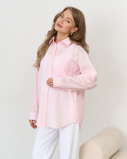 Розовая хлопковая оверсайз-рубашка Clea