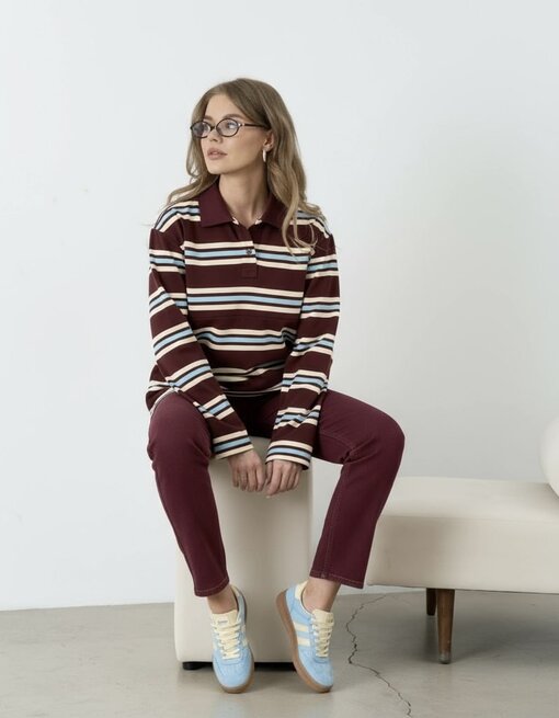 Бордовое поло в полоску для будущих и кормящих мам Tracy — изображение 3