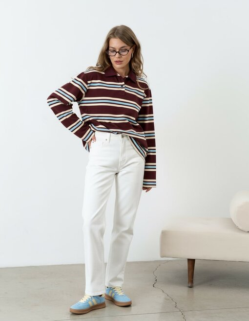 Бордовое поло в полоску для будущих и кормящих мам Tracy — изображение 5